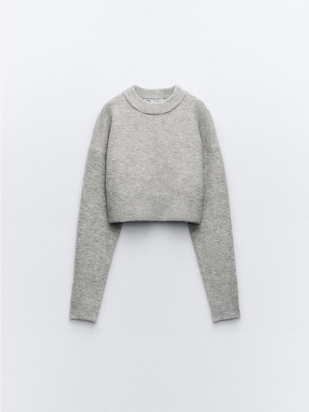 NWT Zara Cropped Crewneck Sweater - Gray, sz Small